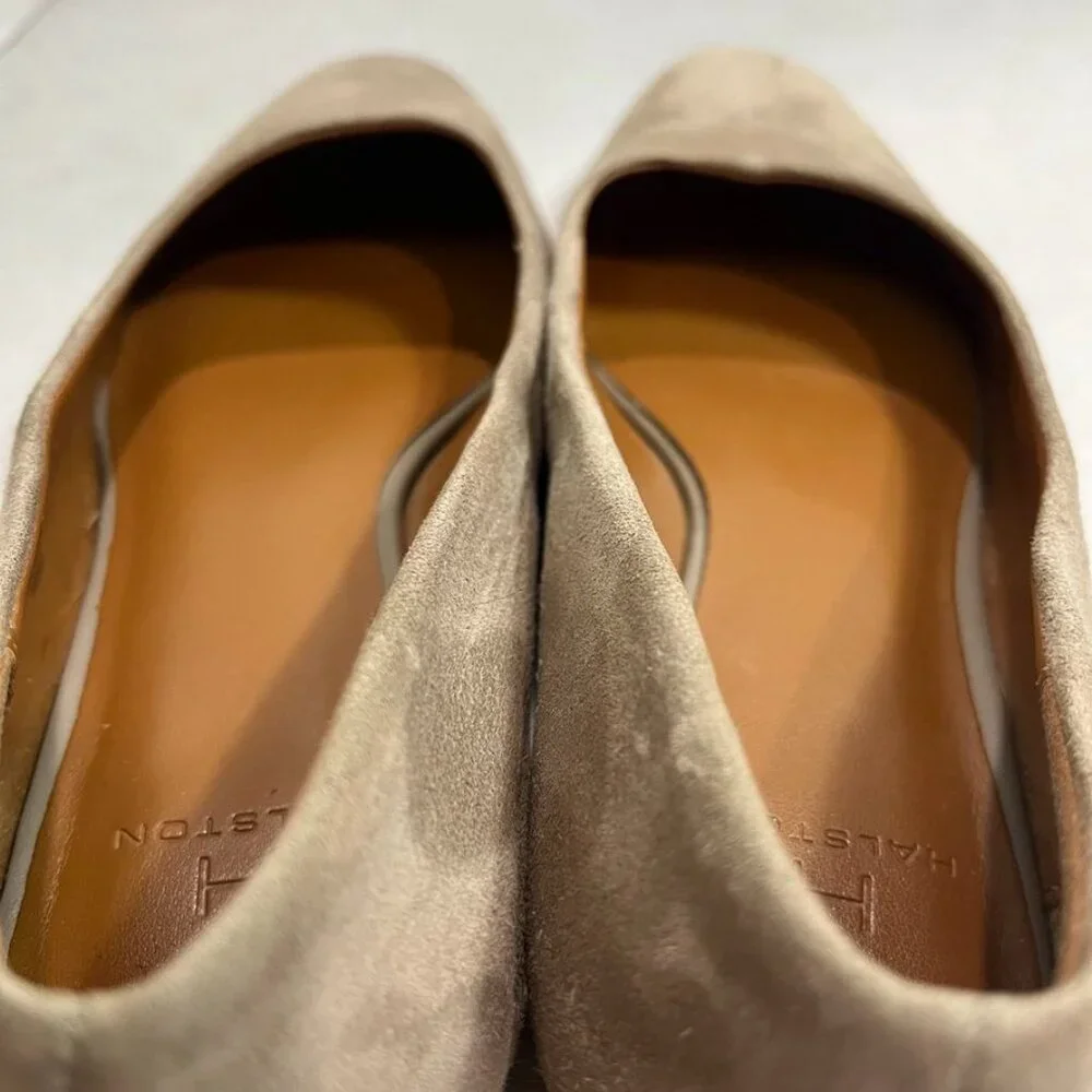 Halston Lynda Suede Ballet Flats Beige Size 7.5